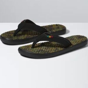 Vans La Costa Lite‎ Rasta Black/Camo Flip Flop Sandals Size 8 Men